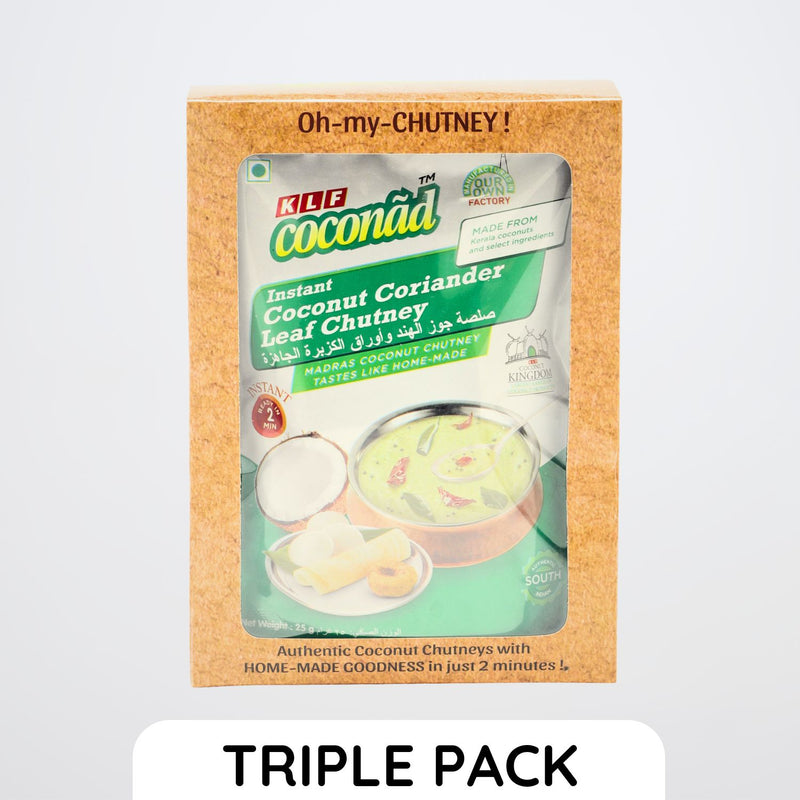 KLF Coconad Coconut Coriander Chutney TRIPLE PACK (25 gm x 3 Pack)