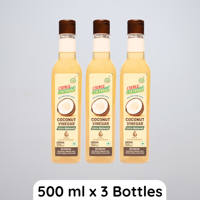 KLF Coconad Coconut Vinegar, 500ml - 100% Natural (Pack of 3)